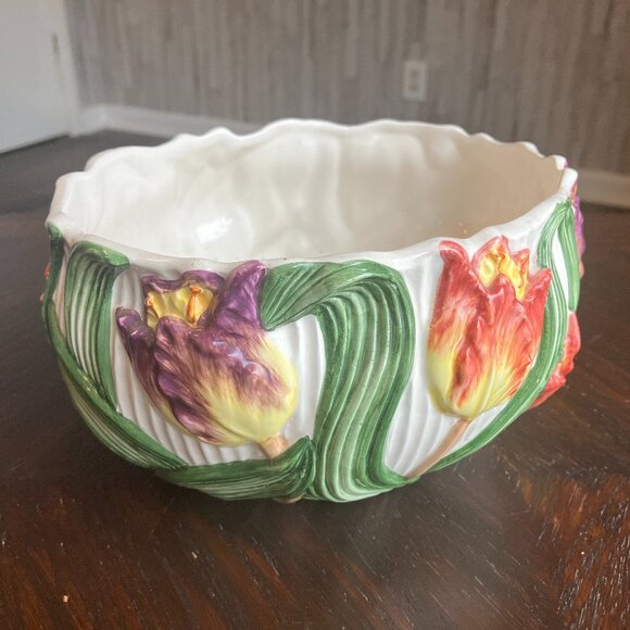 Fitz & Floyd Hand Painted Ceramic Tulip Bowl/Planter - Picture 1 of 8